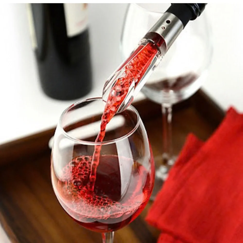 Wine Aerator Pourer with Black and Silver Finish